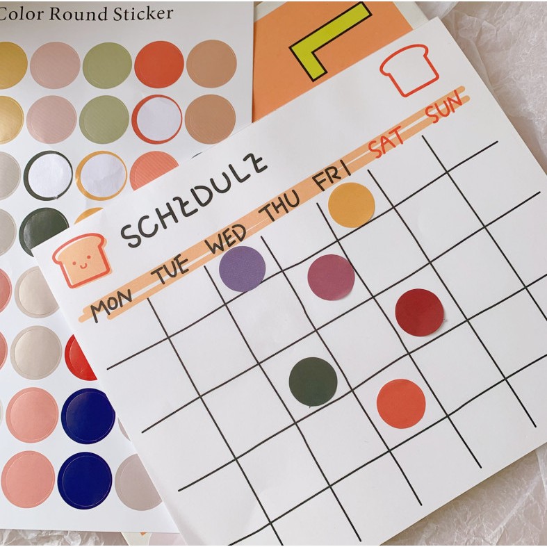 Set 48 nhãn dán đầy màu sắc kiểu chấm tròn ND3