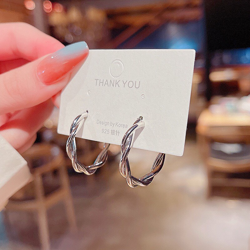 Bông Tai Hoa Tai Bạc Hợp Kim 925 Không Gỉ Tròn Đơn Giản Tinh Tế Sang Trọng Dobi B16