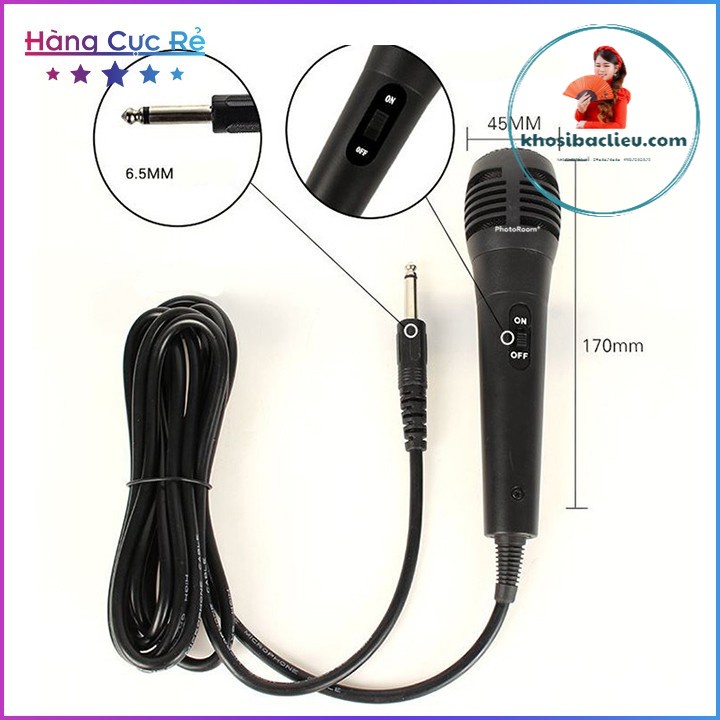 Micro karaoke dây dài 2m thu âm chống hú cực hay Jack 6.5mm