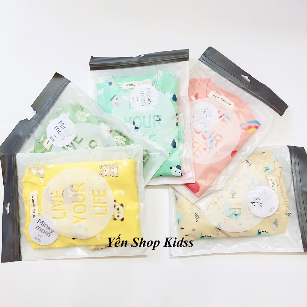 Sale !!! Bộ Cotton 100% Minky Mom   In Toàn Thân Họa Tiết Cầu Vồng- Gấu Trúc Dễ Thương Cho Bé (1255 )