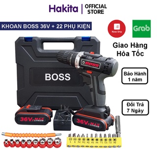 Máy Khoan Cầm Tay Boss 36V 2P - Máy Bắn Vít - Khoan Tường, Khoan Sắt, Khoan Gỗ - Tặng 22 Phụ Kiện