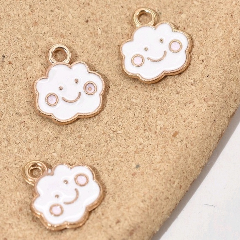 Charm kim loại hình đám mây/ Charm tráng men/ Mặt dây chuyền hình đám mây màu xanh dương