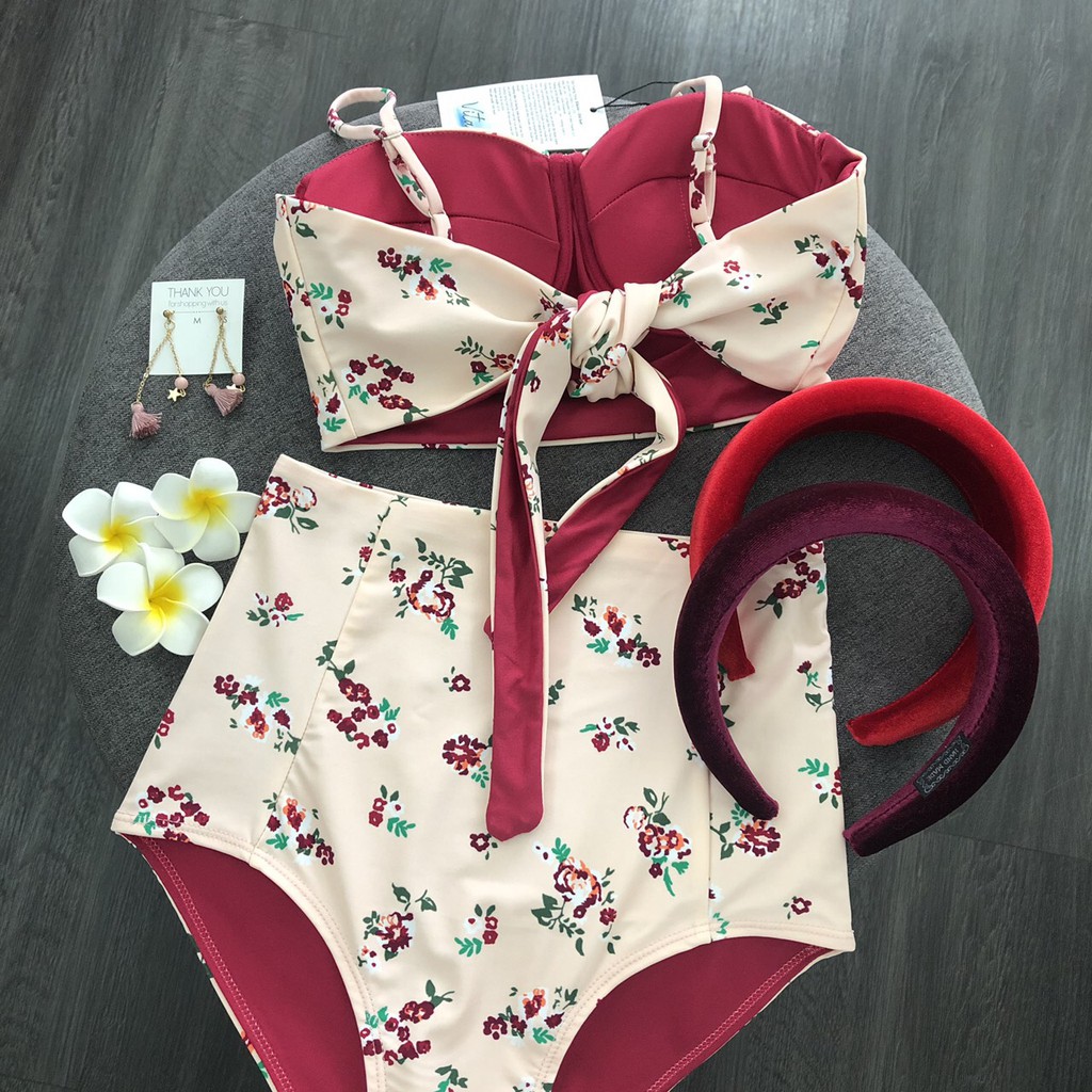 Bikini 2 mảnh họa tiết hoa nhí VIBES Bikini Floral Pale