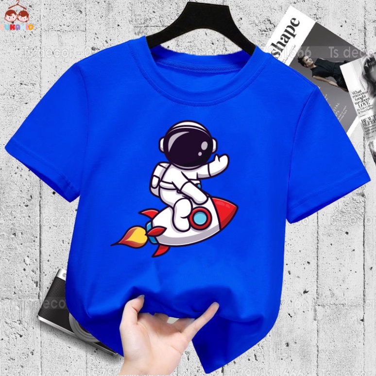 Áo thun trẻ em hình phi hành gia tên lửa .áo cho bé từ 6kg-30kg.AL50.
