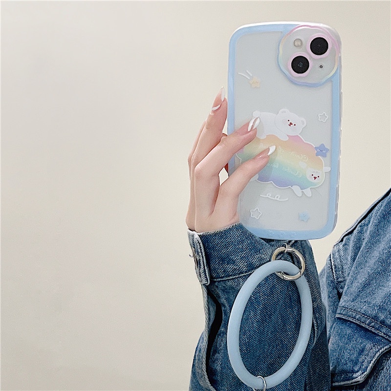 Ốp lưng iphone Ốp Điện Thoại Silicon Họa Tiết Hoa Xinh Xắn Kèm Dây Đeo Cho iPhone 13Promax iPhone14pro 78plus/X/XR// Promax/Mini Dinuo case