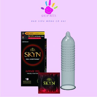 [Life styles]Bao cao su có gai LifeStyles SKYN Intense Feeling Non-latex bcs gai lượn sóng cao cấp 10 bao