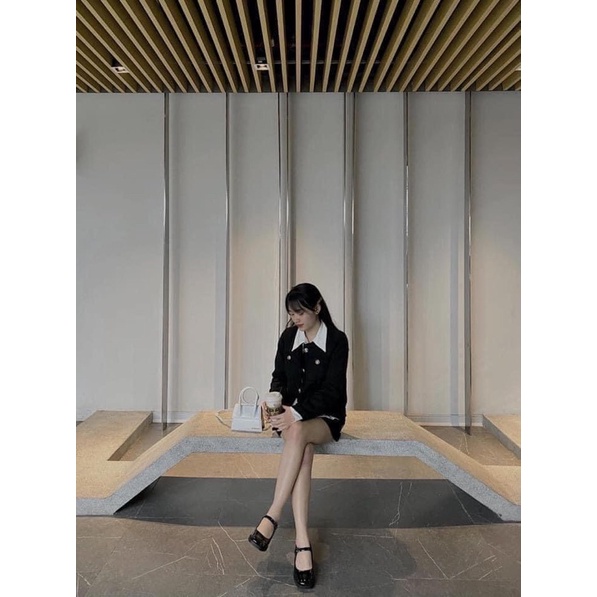 Giày nữ cao gót mary jane da bóng