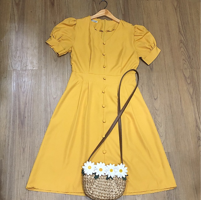 Đầm nút bọc form dài 2 màu