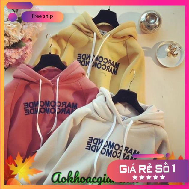 Áo khoác nỉ chui hoddie nam nữ in chữ nổi Mảcomonde- ảnh thật