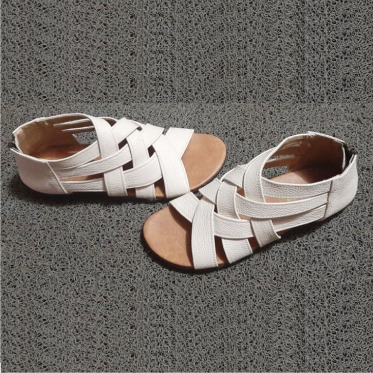 Giày Sandal Da Bò Màu Trắng SIZE Lớn Thời Trang Cho Nữ