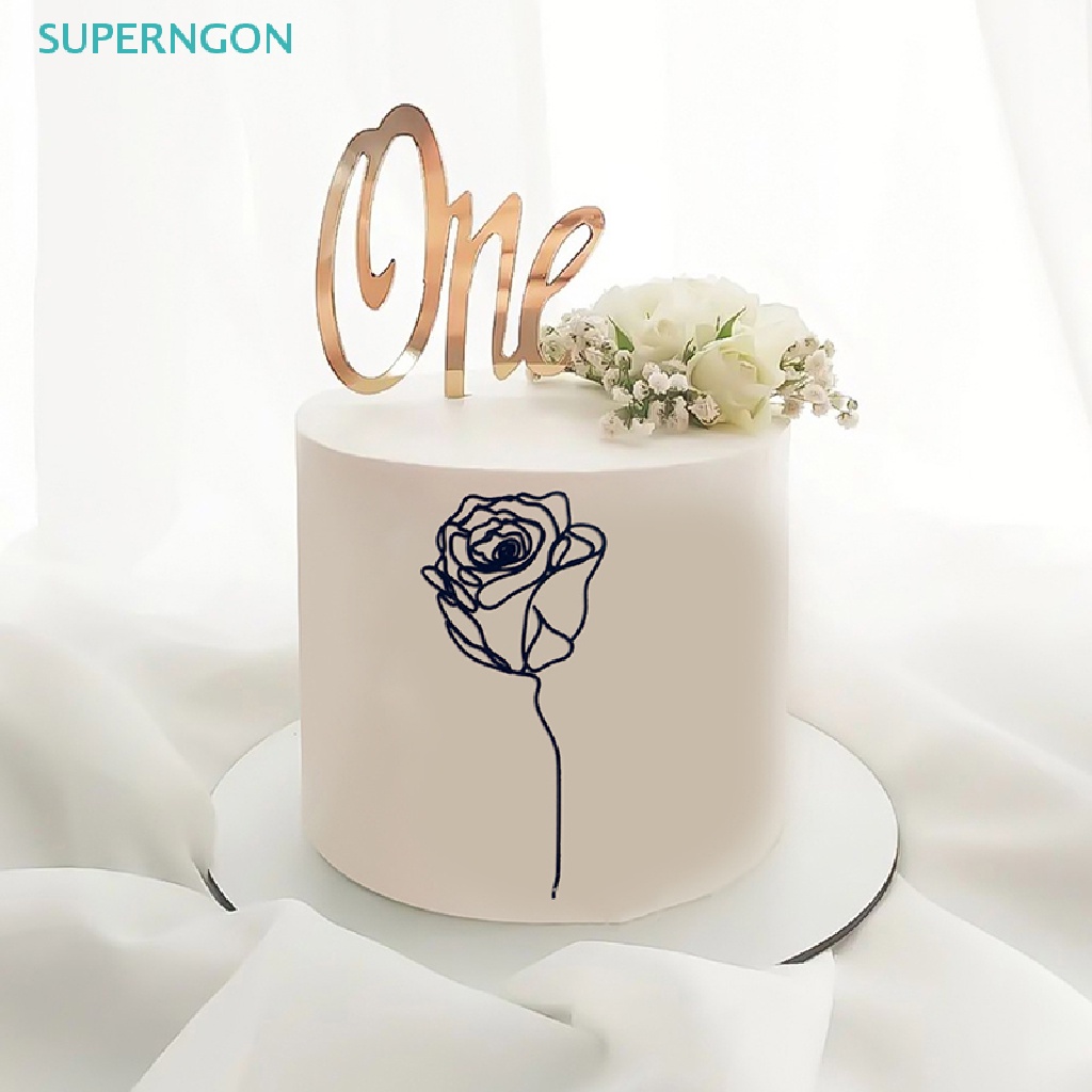 Superngon Hoa Hồng Vẽ Tay Trang Trí Bánh Kem Acrylic Tối Giản Cho Bữa Tiệc Nóng Bỏng