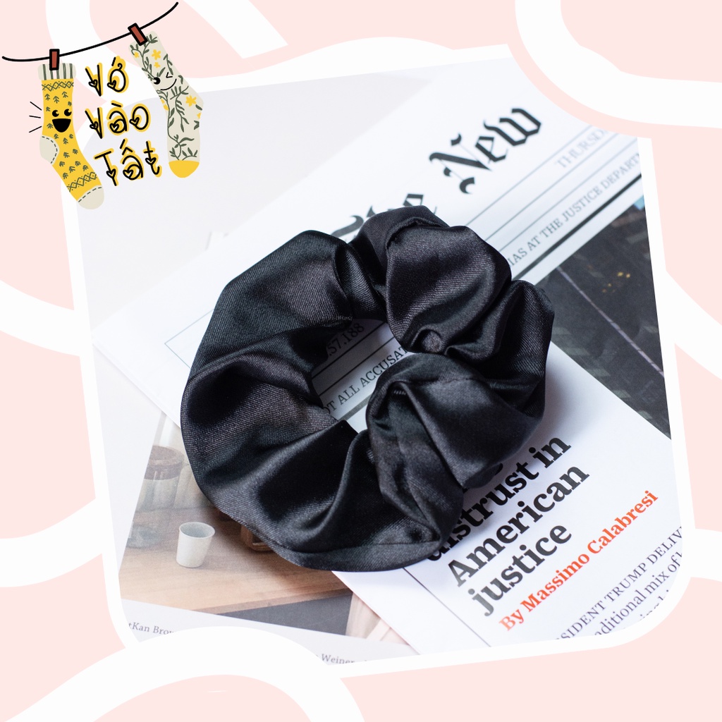Buộc tóc scrunchies satin bóng