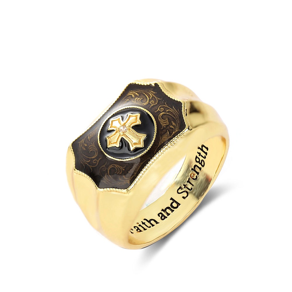 Nhẫn Mạ Vàng 18k Hình Thánh Giá Sáng Tạo Cho Nam