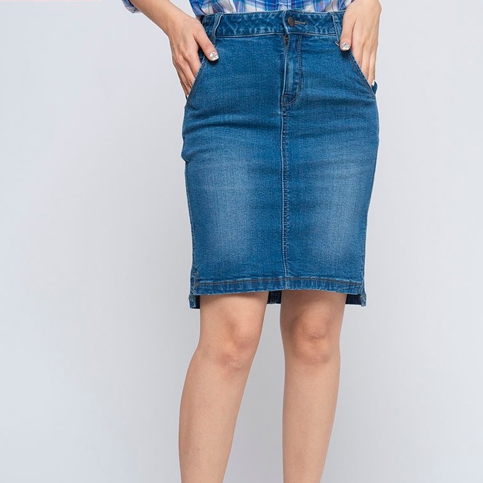 Chân Váy Jeans Dáng Ôm Công Sở Lệch Tà Xẻ Nhẹ GENVIET Chất Bò Mềm Cao Cấp DJ321J952