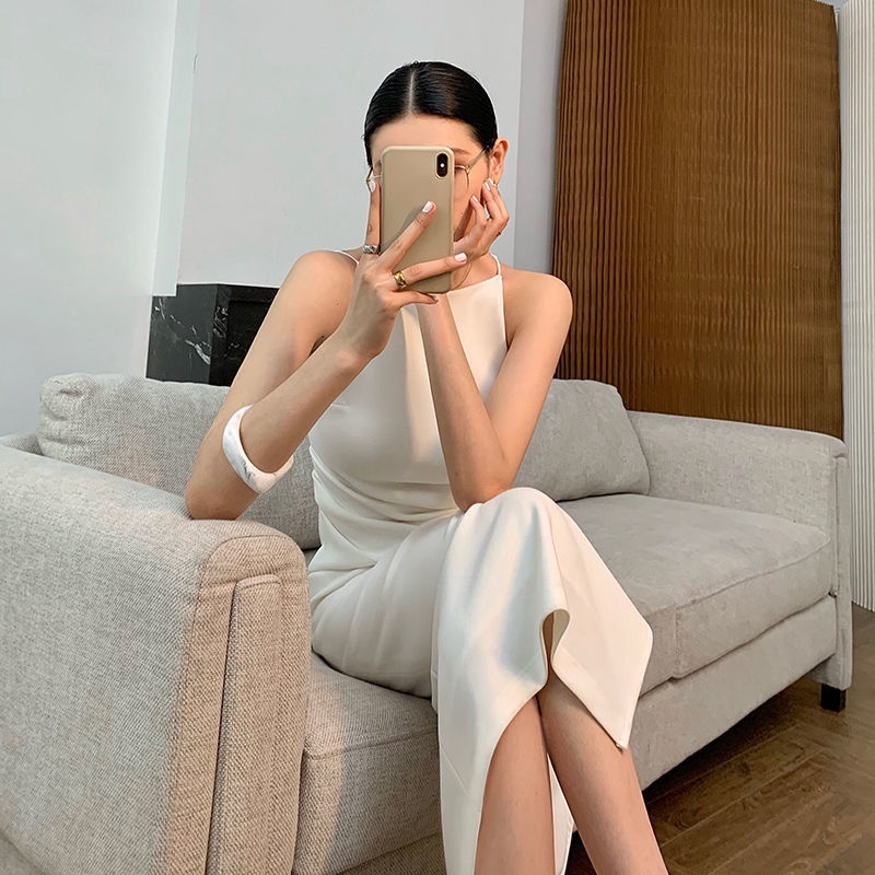 Đầm Đỏ Dài Không Tay Xẻ Tà Bên Hông Thanh Lịch Đơn Giản Dành Cho Nữ