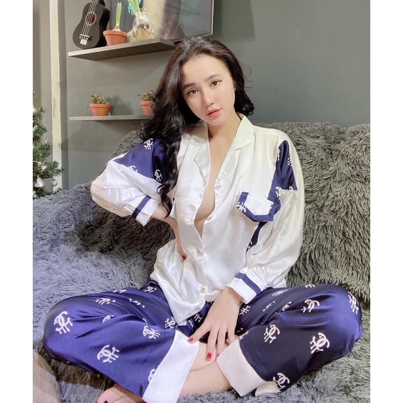 Bộ lụa tay ngắn quần dài đính nơ | BigBuy360 - bigbuy360.vn