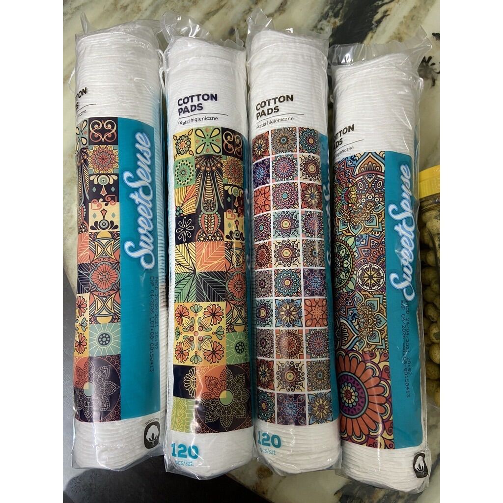Bông tẩy trang Sweet Sense 100% bông tự nhiên - 120 miếng Hàng Ba Lan