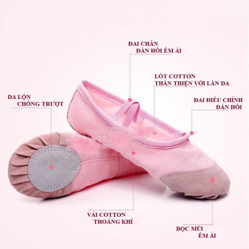 Giày Múa Vải cho bé, Giày Múa Balle Nhập Khẩu Cho Trẻ Em (size 23-33)- LYLYSPORTS