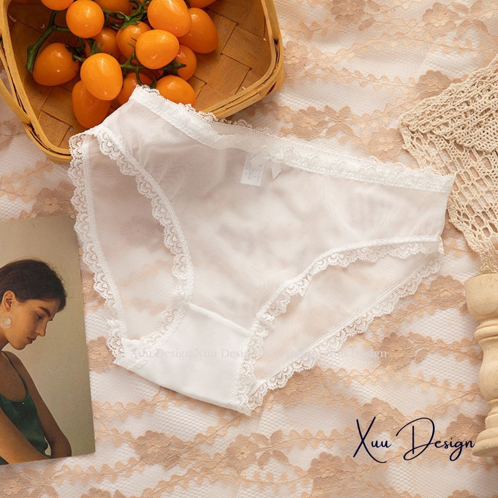 Quần lót nữ Wexuu Design, Quần lót cotton ren viền mặt lưới thoáng khí chất liệu co dãn cao cấp có lót kháng khuẩn QC42