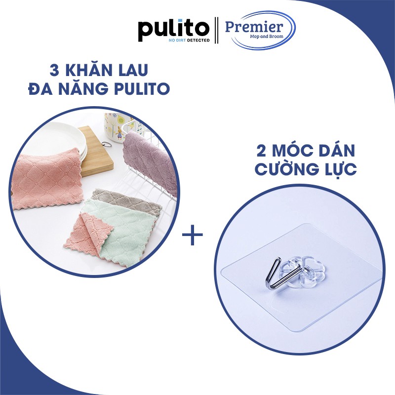 Combo khăn lau bếp đa năng kèm móc dán tường siêu dính chịu lực