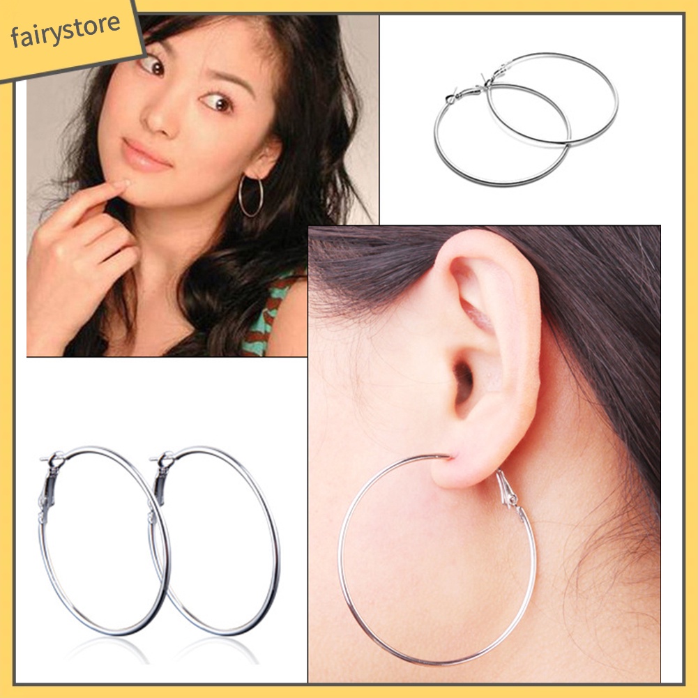 Đôi khuyên tai hợp kim dáng tròn lớn thời trang dành cho nữ