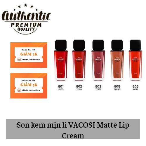 Son kem mịn lì VACOSI Matte Lip Cream - CHÍNH HÃNG