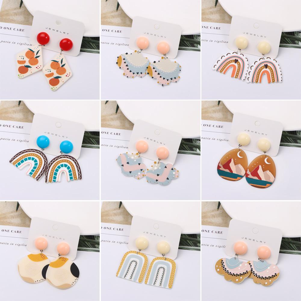 ♪Con đường♪ Bông Tai Dáng Dài Họa Tiết Hoạt Hình Màu Cầu Vồng Thiết Kế Độc Đáo Thời Trang Thanh Lịch