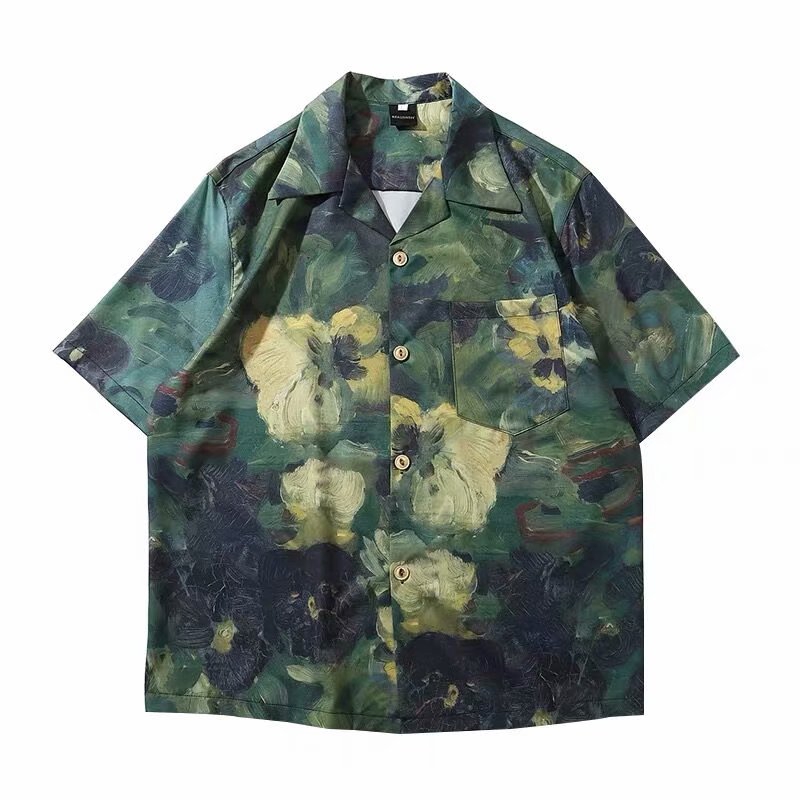 Men's short-sleeved shirt with wide pattern printed fashion | BigBuy360 - bigbuy360.vn