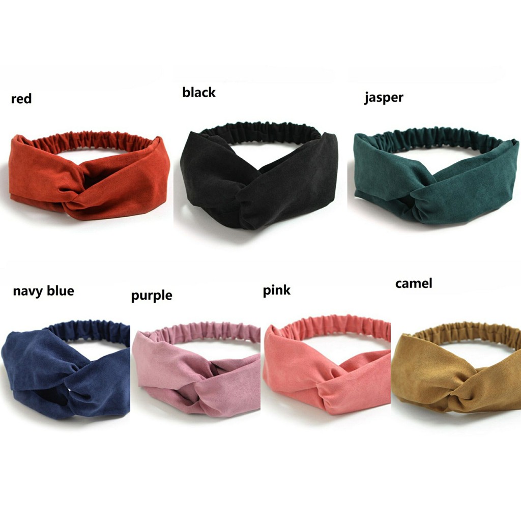 Băng đô buộc tóc trơn màu thắt kiểu nơ thanh lịch tinh tế