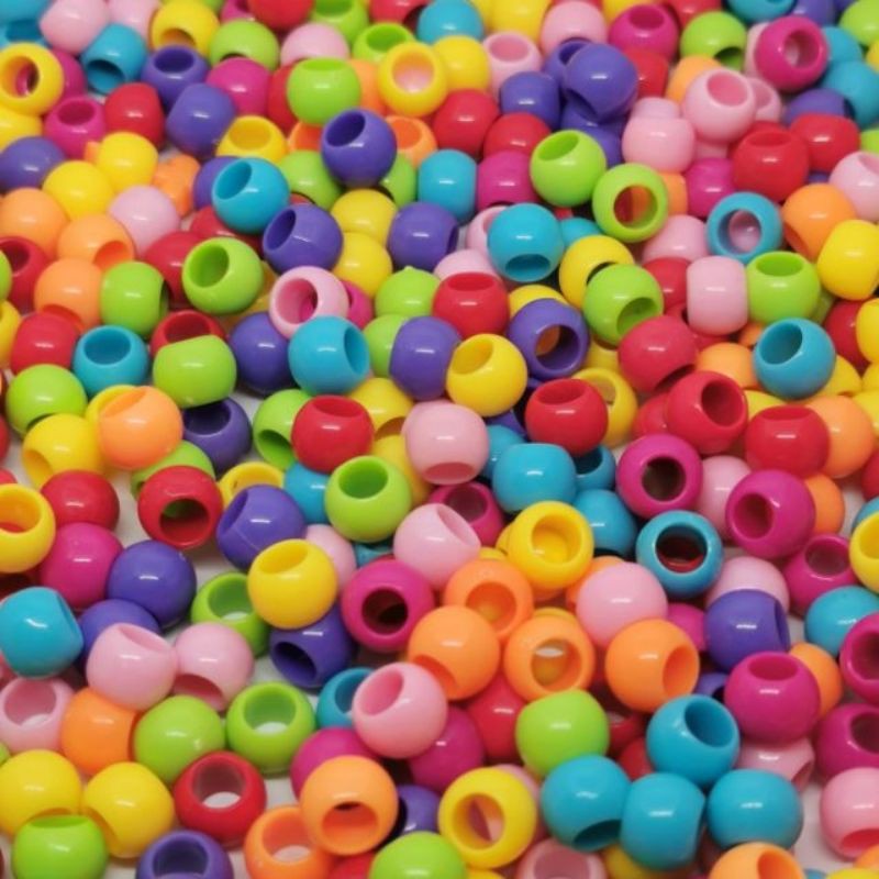 Hạt nhựa tròn trang trí dây giầy xỏ lỗ 2 đầu