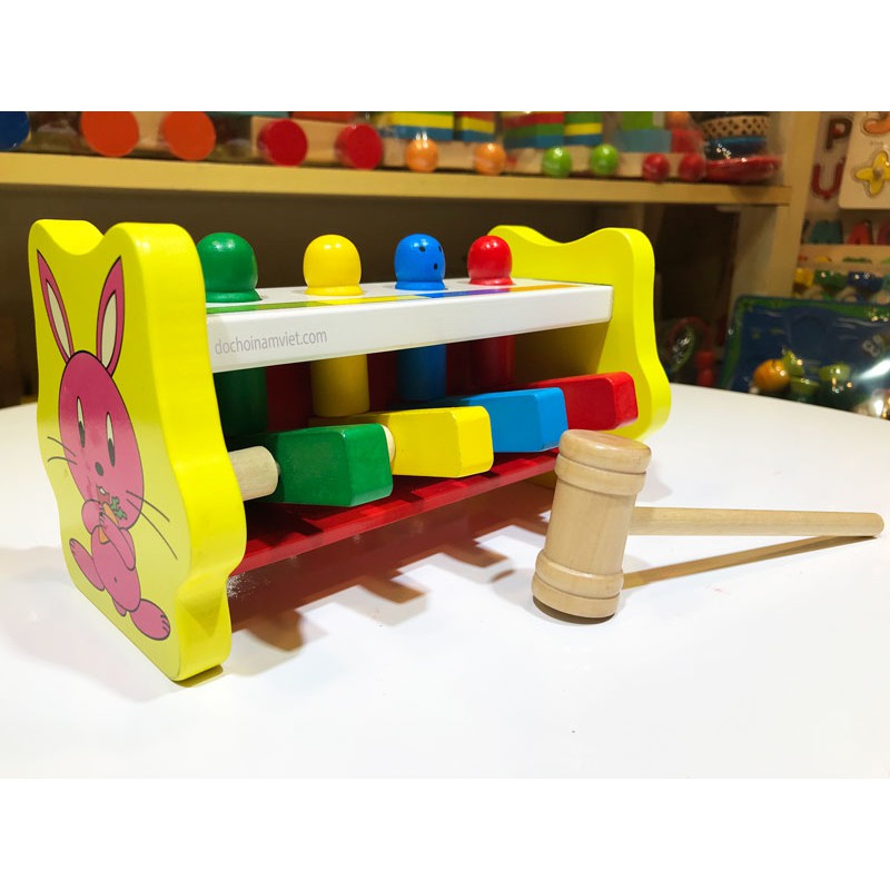 Búa đập chuột, búa đập thỏ đồ chơi gỗ vận động cho trẻ nhỏ