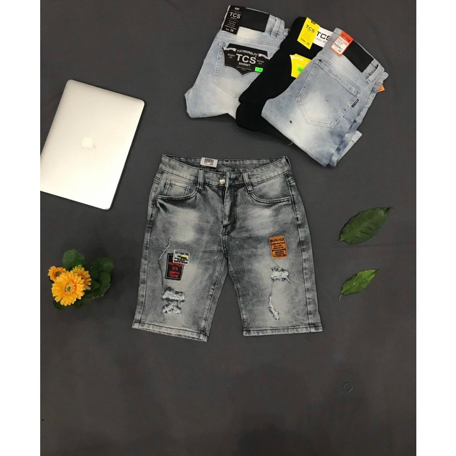 Quần short jean nam xám than rách cao cấp - chất liệu bò co giãn tốt ( Hàng chuẩn shop) Lady-Hn Store88 KV012