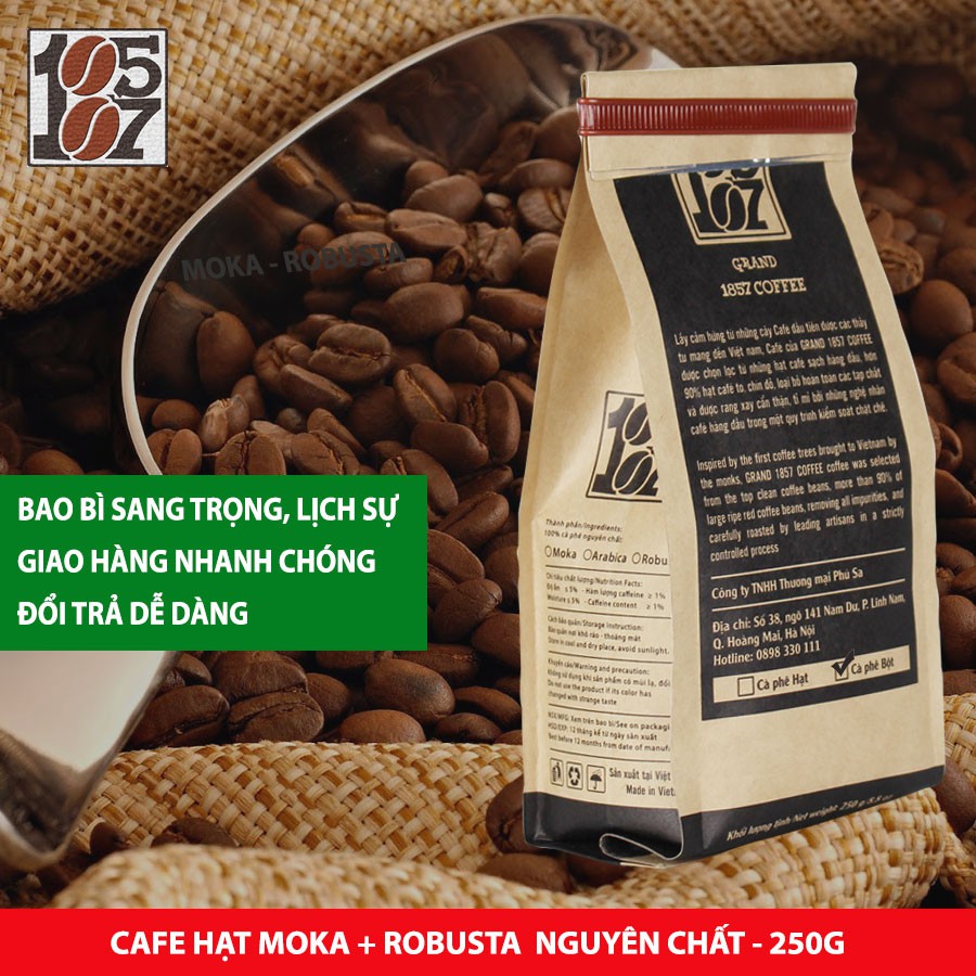 1KG Cà phê Hạt Moka-Robusta thượng hạng ❤️️ FREESHIP ❤️nguyên chất không pha trộn tẩm ướp hương liệu - grand 1857 coffee | BigBuy360 - bigbuy360.vn