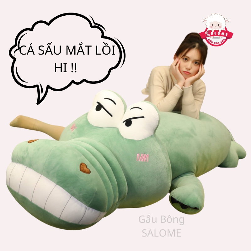 Gấu Bông Con Cá Sấu Size 1m-1m6 To Khổng Lồ Vải Miniso Mềm Mịn SALOME tp HCM, Thú Nhồi Bông Cá Sấu Xanh Qùa Tặng Cao Cấp