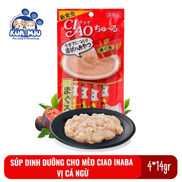 Súp dinh dưỡng, súp thưởng cho mèo Inaba Ciao Churu gói 4 tuýp Vị Cá ngừ SC71