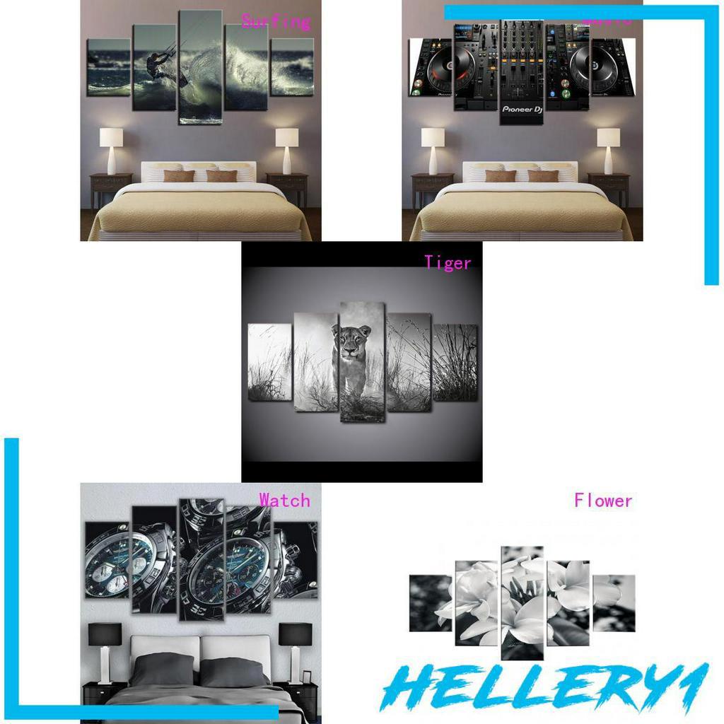 Set 5 Tranh Treo Tường Trang Trí Hình Thiên Nga Và Cây Dừa (1)