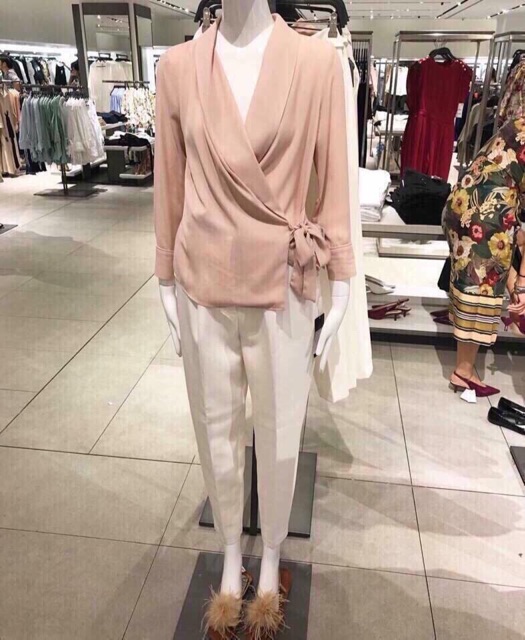 Áo sơ mi vạt chéo chất voan siêu mịn clip áo | BigBuy360 - bigbuy360.vn