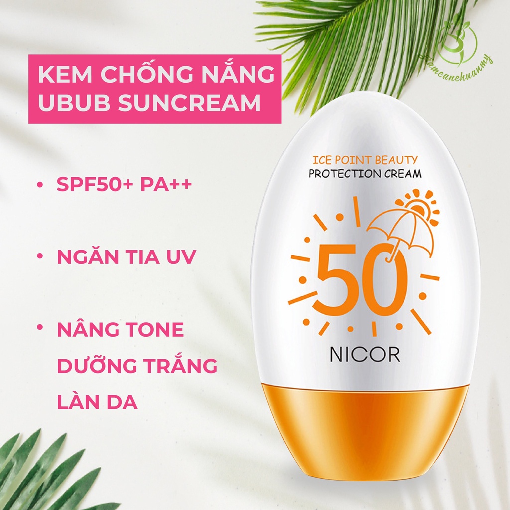 Kem Chống Nắng UBUB Suncream 60g SPF50+ PA+++ Ngăn Tia UV, nâng tone dưỡng trắng làn da