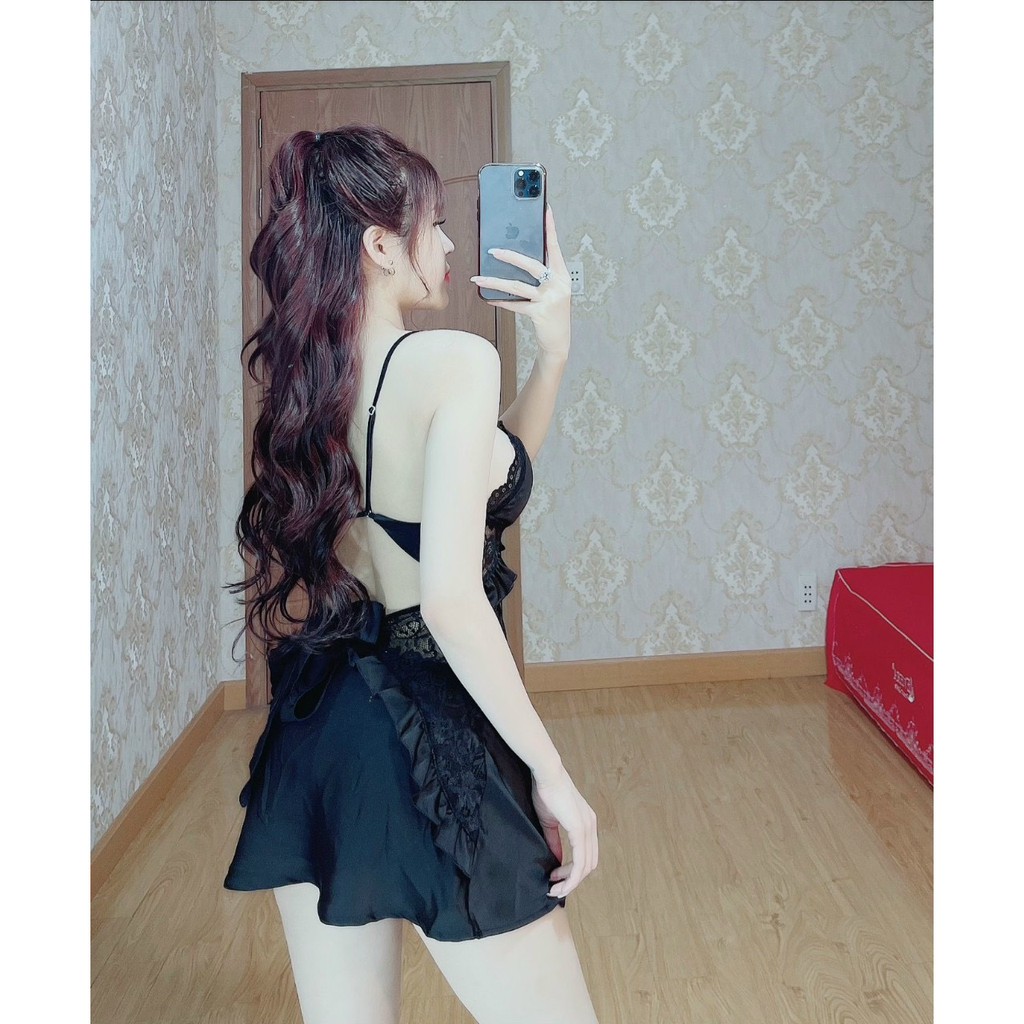 Váy ngủ sexy 🌺 Freeship 🌺 Váy ngủ sexy nữ quyến rũ lụa satin Freesize dưới 60kg - Linqu Sleepwear | BigBuy360 - bigbuy360.vn
