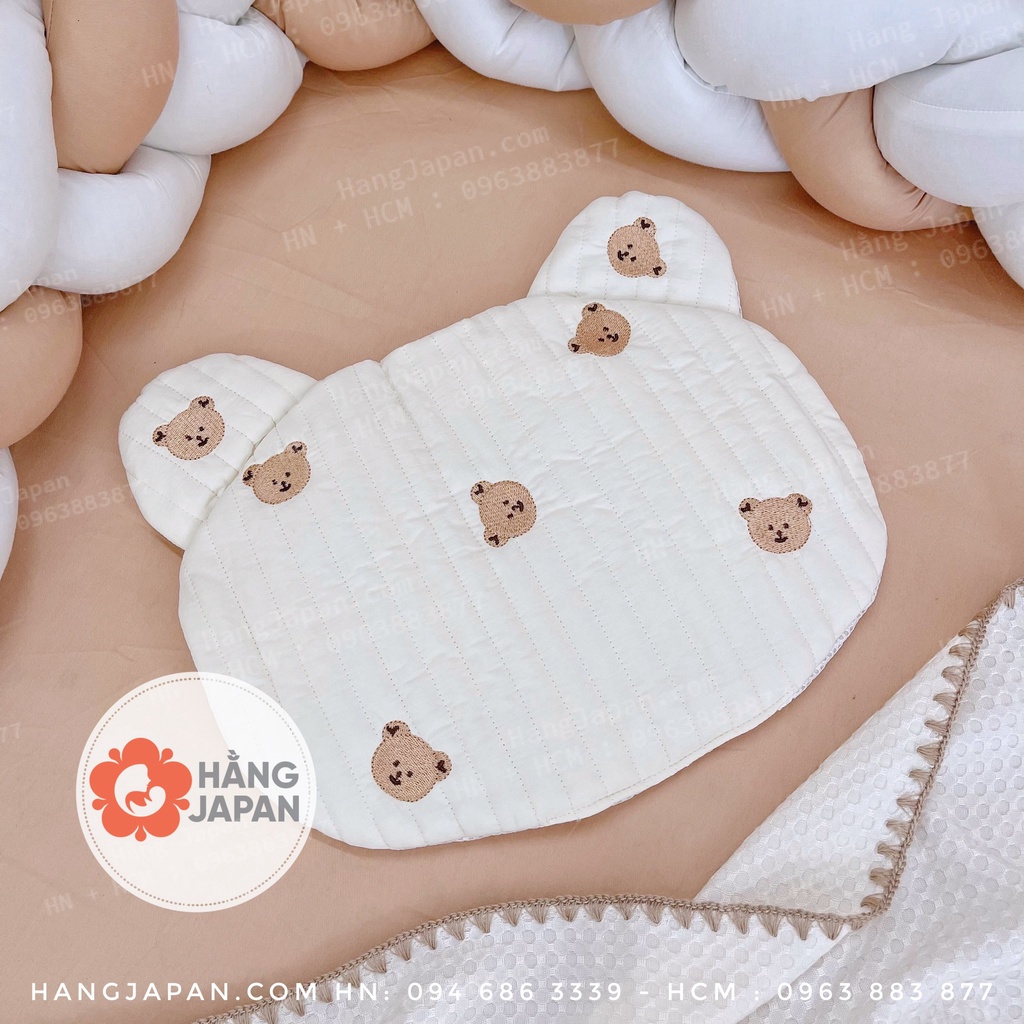 Gối cotton thoáng khí hình gấu thỏ xinh xắn dành cho em bé sơ sinh