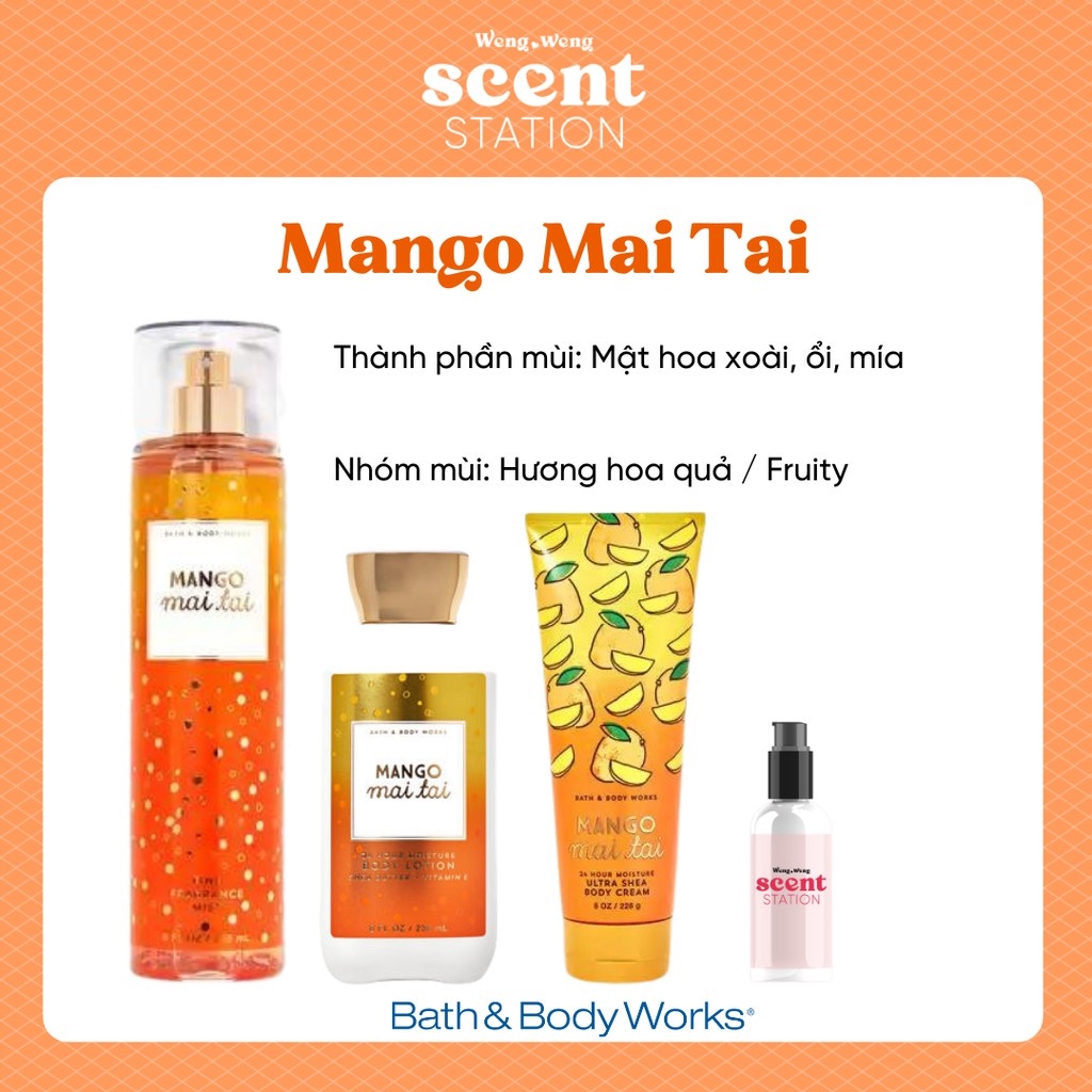 Bộ Sản Phẩm Chăm Sóc Cơ Thể Toàn Diện BBW mùi Mango Mai Tai