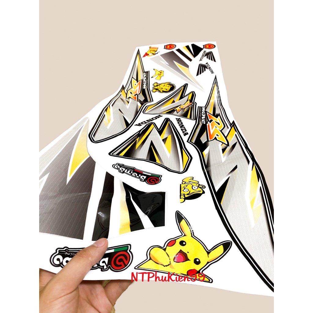 Tem rời Wave Alpha 50cc-100cc-110cc MẪU RS Màu Vàng.3 Lớp Siêu Đẹp