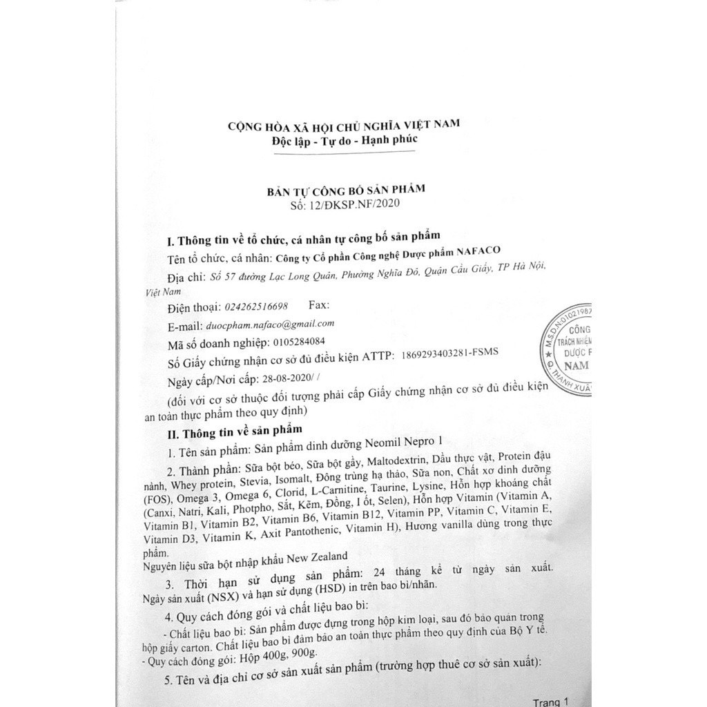 Sữa bột Neomil Nepro 1 400g - Dinh dưỡng giúp giảm protein cho người suy thận