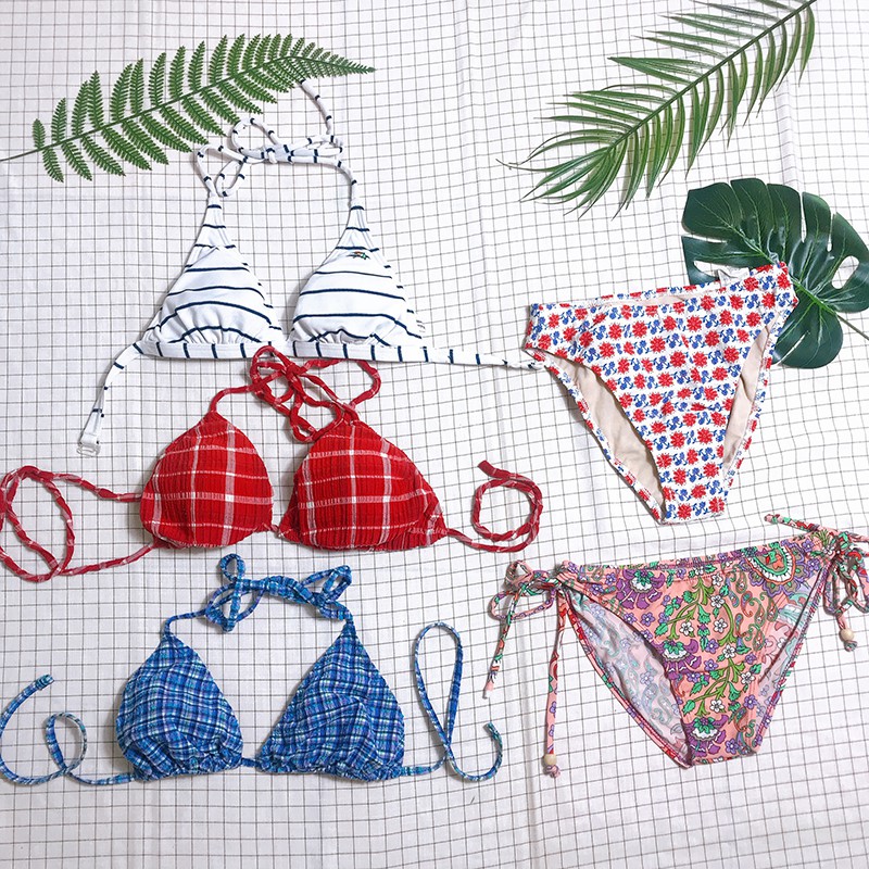 Bộ bơi / bộ bikini cạp cao hai 2 mảnh ( có lẻ quần bơi / áo bơi ) đi biển Vintage họa tiết hoa văn / hoa nhí đơn giản | BigBuy360 - bigbuy360.vn