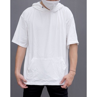 Áo hoodie trắng cộc tay và nối tay