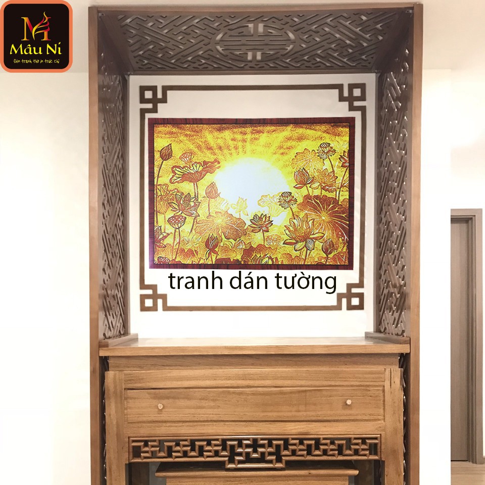 [ TRANH THỜ dán tường ] kt 81cmx107cm - dán phòng thờ, vách thờ, bàn thờ, tượng thờ tranh trúc chỉ in MÂU NI