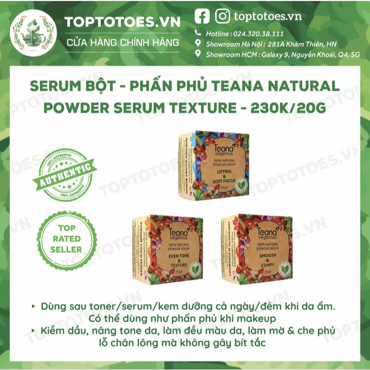 Serum bột - phấn phủ Teana Vegenius 100% Natural Powder Serum kiềm dầu, làm mướt da, mờ lỗ chân lông