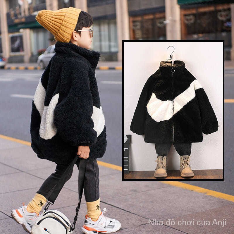 Boys felt jacket, winter sheepskin warm jacket