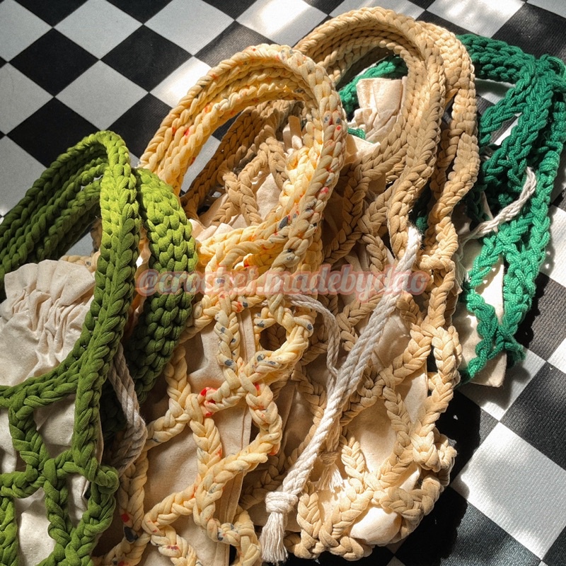 Túi lưới đan sợi vải trơn-Crochet frabic net shoulderbag