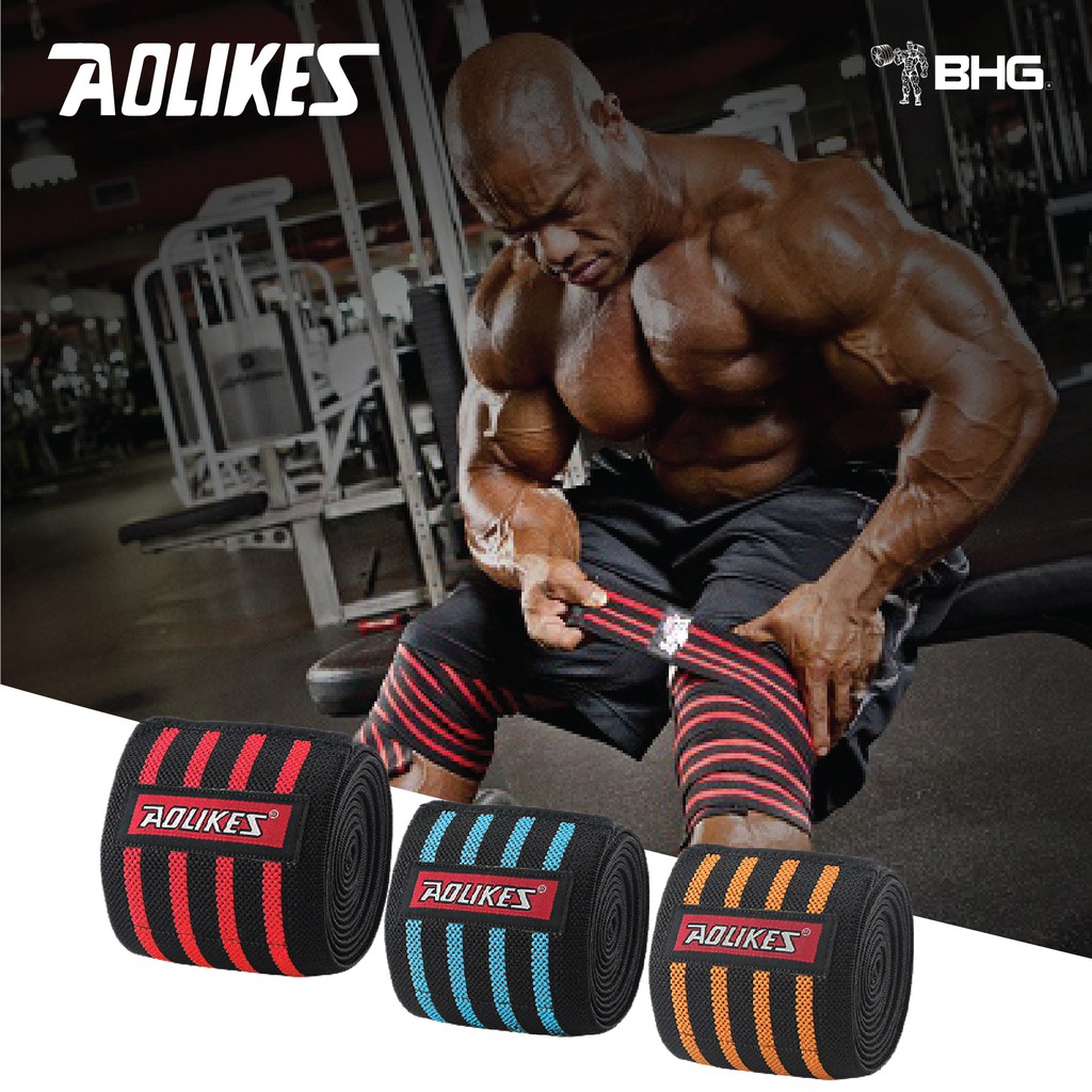 Dây Quấn Đầu Gối Tập GYM Aolikes Knee Wraps - 2 màu Xanh/Đỏ